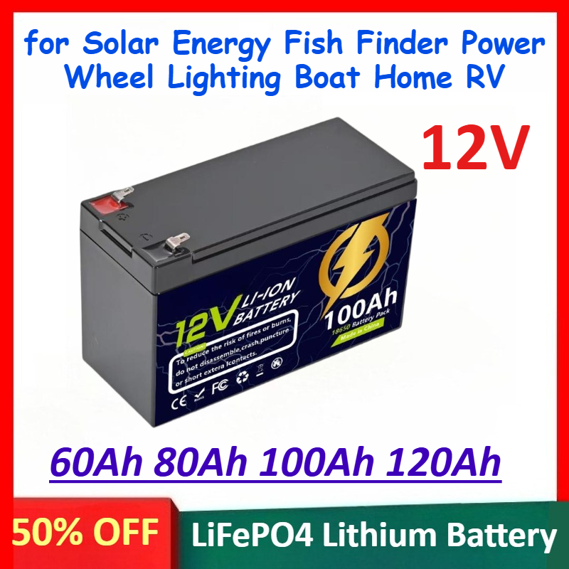 Renewable Energy House - Batería recargable LiFePO4 de 12V, 60Ah,